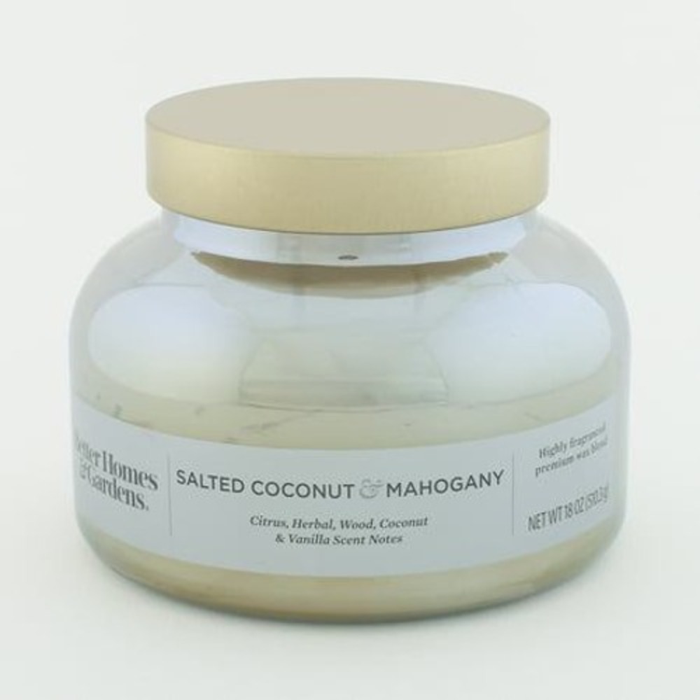 Better Homes & Gardens Bell Jar Candle 18oz Salted Coconut Mahogany New 2-Wick